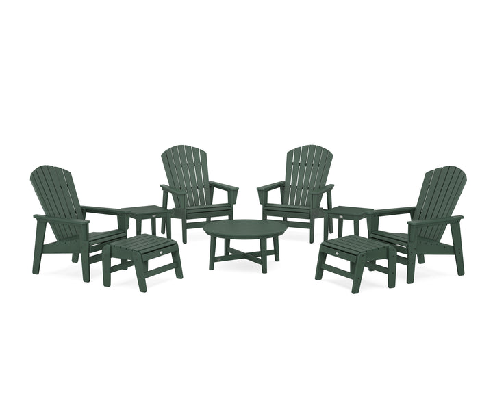 POLYWOOD® Nautical Grand Upright Adirondack 9-Piece Conversation Set