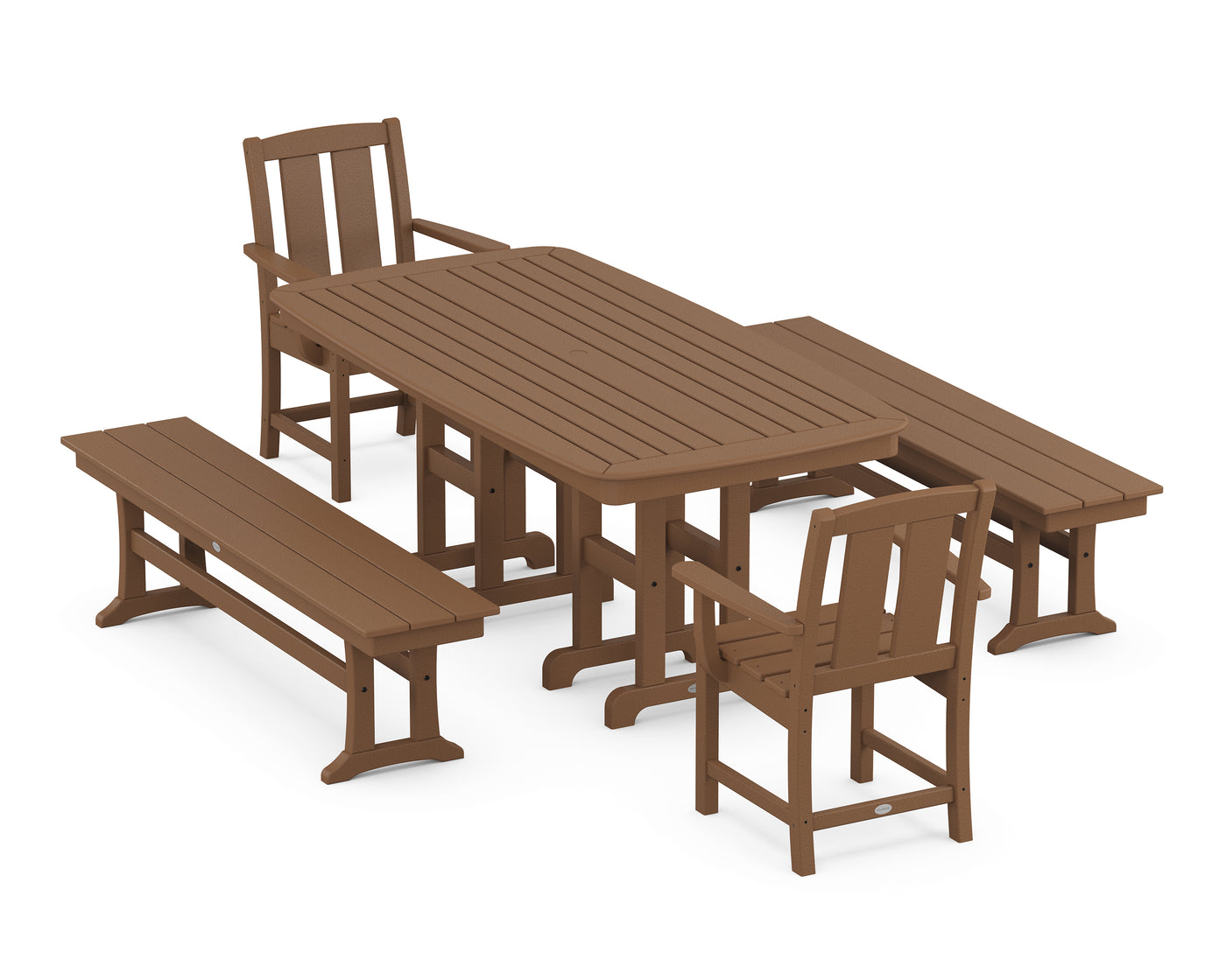 Mission 5-Piece Dining Set with Benches