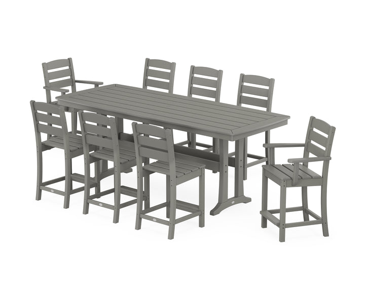 POLYWOOD® Lakeside 9-Piece Counter Set with Trestle Legs