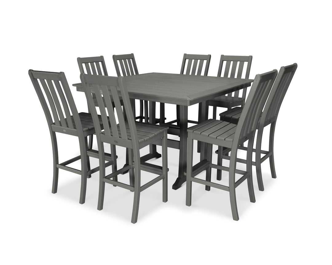 POLYWOOD® Vineyard 9-Piece Nautical Trestle Bar Set