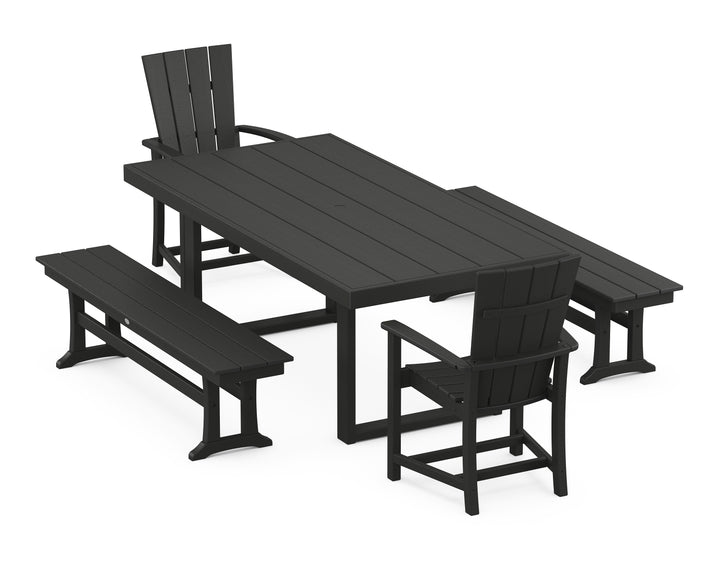 POLYWOOD® Quattro 5-Piece Dining Set with Benches