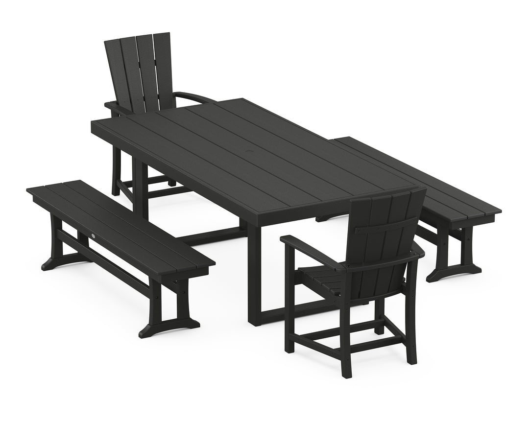 POLYWOOD® Quattro 5-Piece Dining Set with Benches