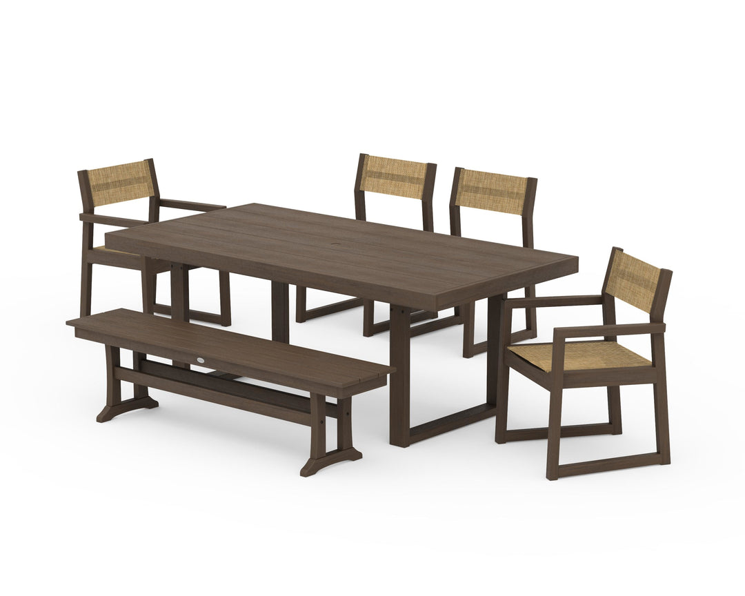 POLYWOOD® EDGE Sling 6-Piece Dining Set with Bench