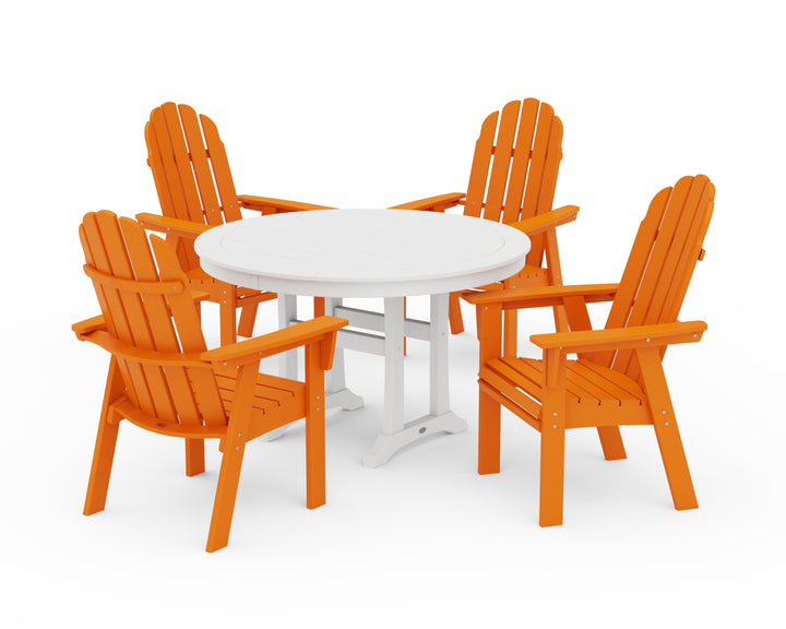POLYWOOD® Vineyard Curveback Adirondack 5-Piece Nautical Trestle Dining Set