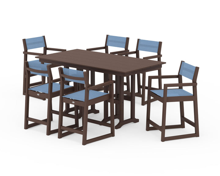 POLYWOOD® EDGE Sling Arm Chair 7-Piece Farmhouse Counter Set