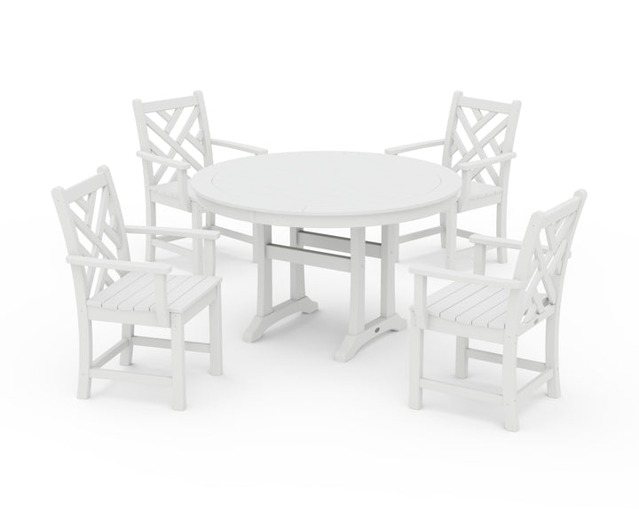 POLYWOOD® Chippendale 5-Piece Nautical Trestle Dining Arm Chair Set
