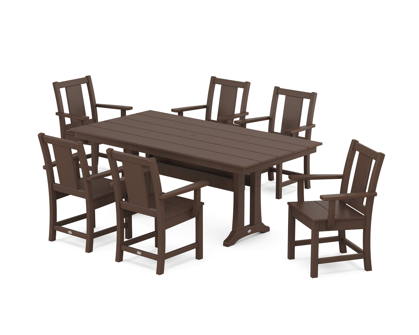 Prairie Arm Chair 7-Piece Farmhouse Dining Set with Trestle Legs