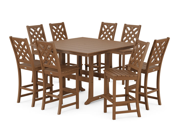 Country Living Wovendale Side Chair 9-Piece Square Farmhouse Bar Set with Trestle Legs