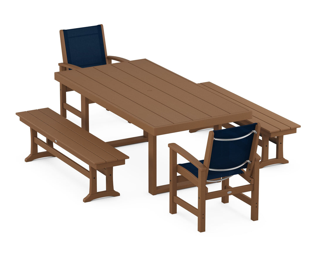 POLYWOOD® Coastal 5-Piece Dining Set with Trestle Legs
