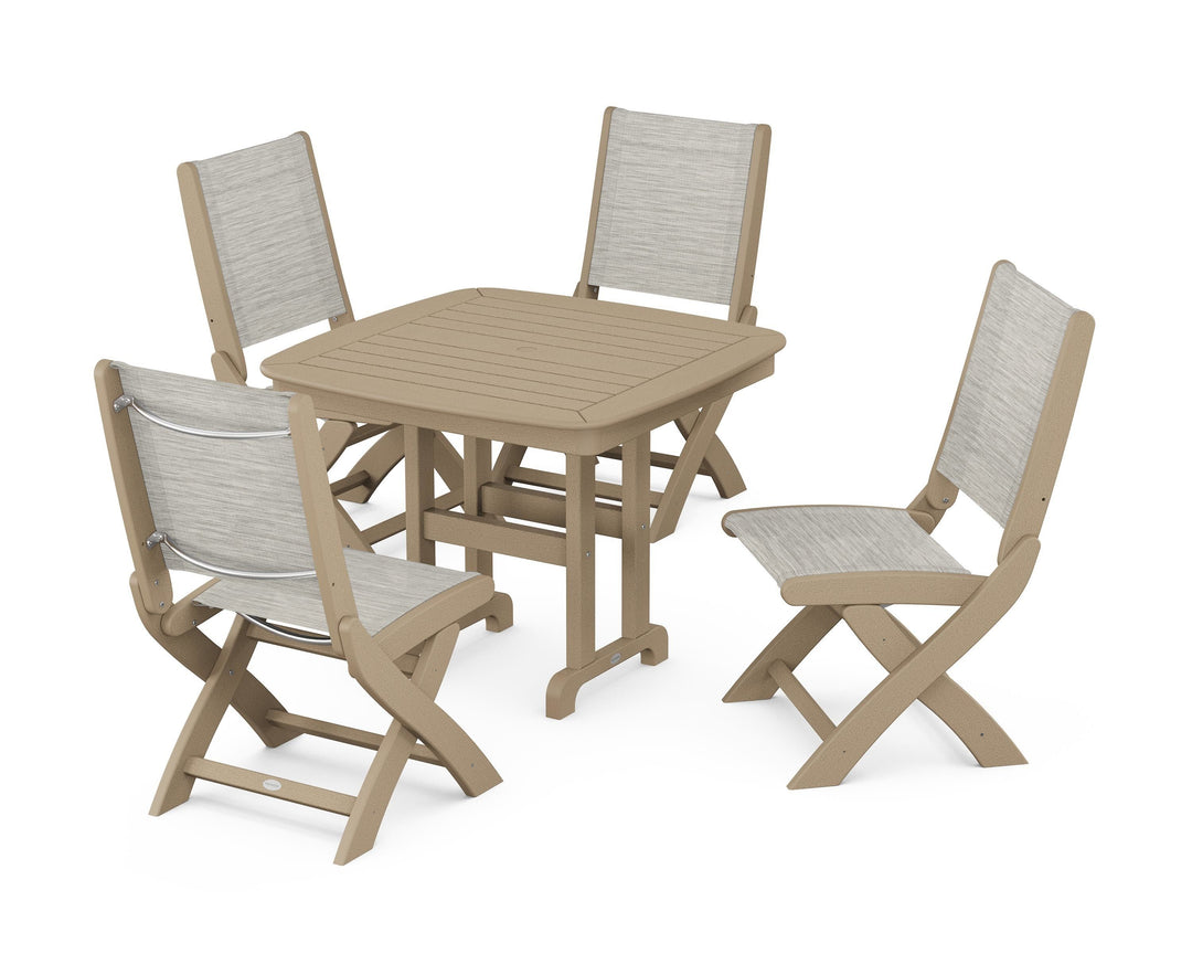 POLYWOOD® Coastal Folding Side Chair 5-Piece Dining Set