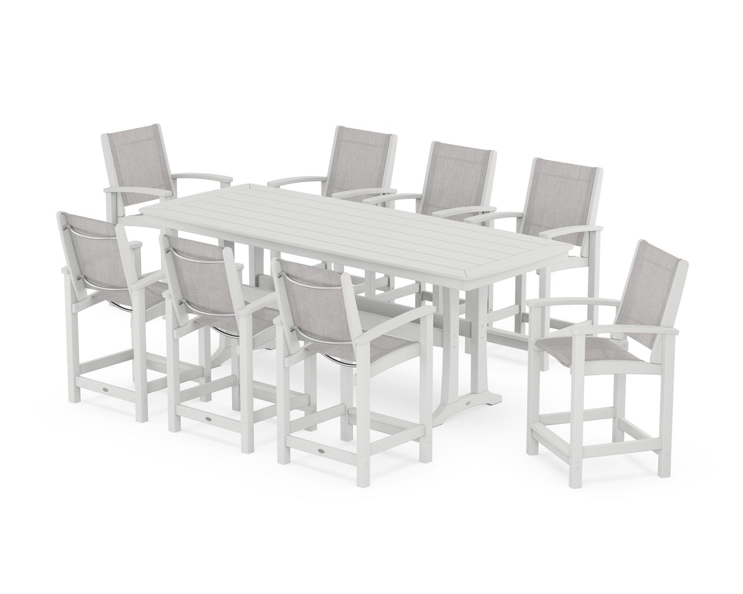 POLYWOOD® Coastal 9-Piece Counter Set with Trestle Legs