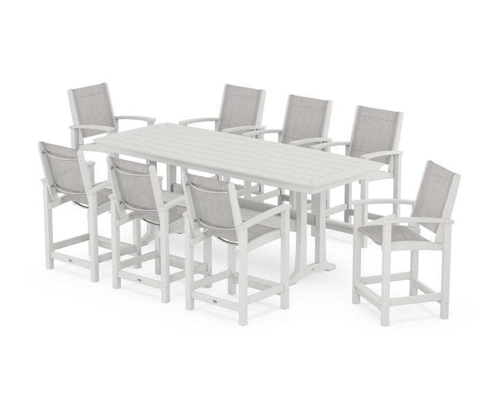 POLYWOOD® Coastal 9-Piece Counter Set with Trestle Legs
