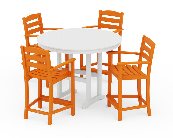 POLYWOOD® La Casa Café 5-Piece Round Farmhouse Counter Set