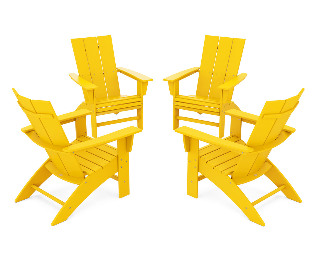 POLYWOOD® 4-Piece Modern Curveback Adirondack Conversation Set