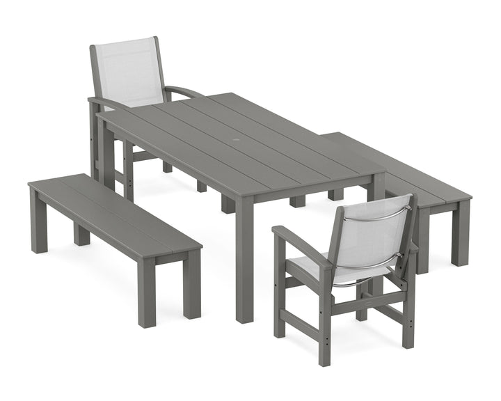 POLYWOOD® Coastal 5-Piece Parsons Dining Set with Benches