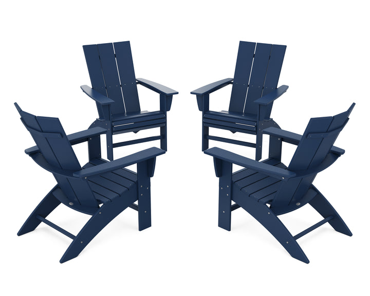 POLYWOOD® 4-Piece Modern Curveback Adirondack Conversation Set