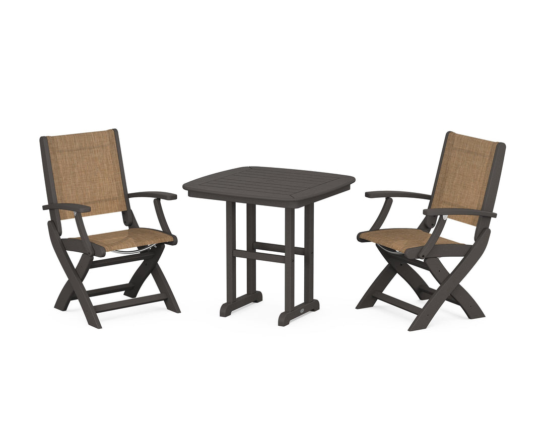 POLYWOOD® Coastal Folding Chair 3-Piece Dining Set
