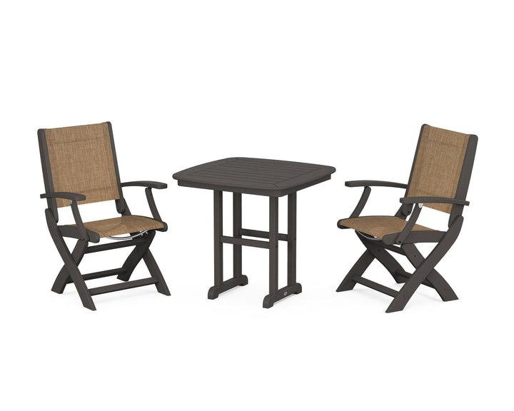 POLYWOOD® Coastal Folding Chair 3-Piece Dining Set