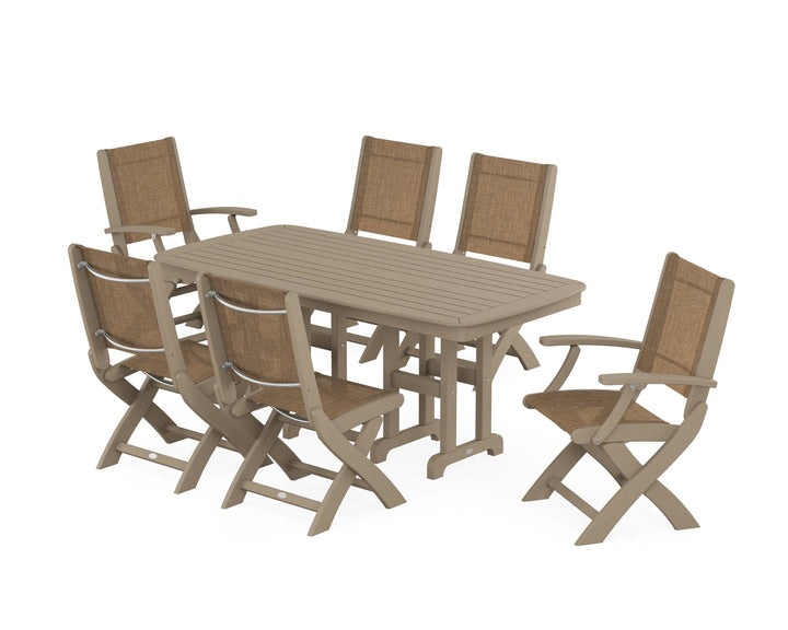 POLYWOOD® Coastal Folding Chair 7-Piece Dining Set