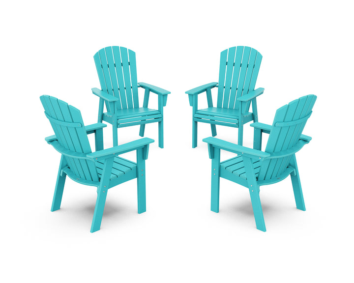 POLYWOOD® Nautical 4-Piece Curveback Upright Adirondack Conversation Set