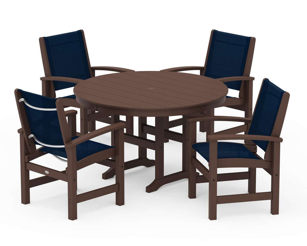 POLYWOOD® Coastal 5-Piece Round Farmhouse Dining Set