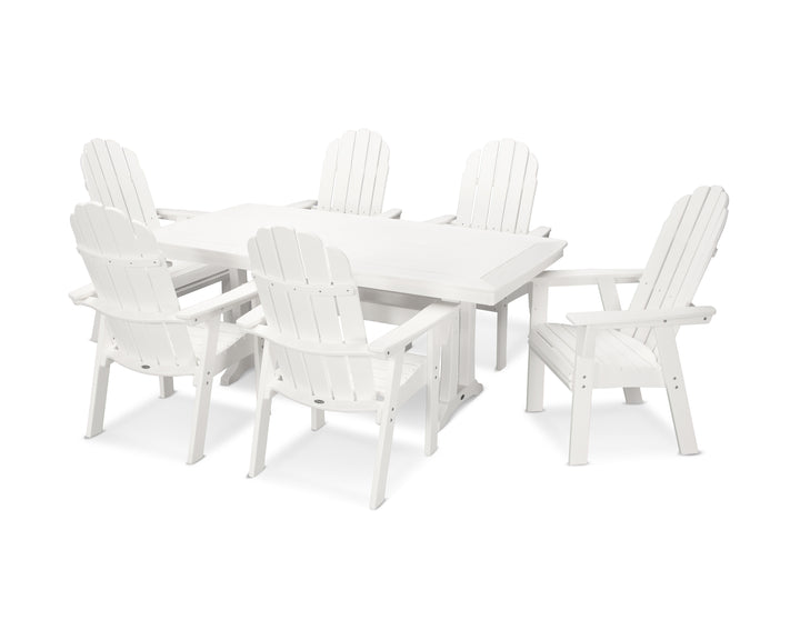 POLYWOOD® Vineyard Curveback Adirondack 7-Piece Dining Set with Trestle Legs