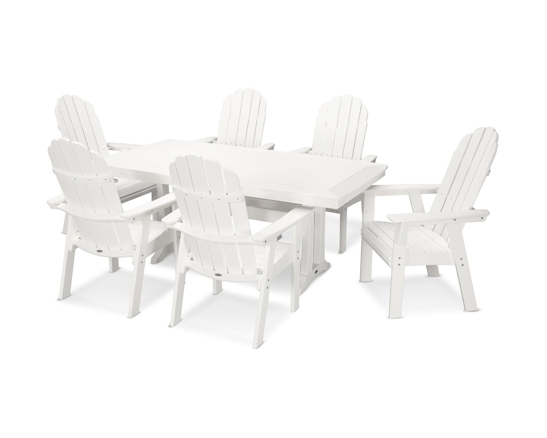 POLYWOOD® Vineyard Curveback Adirondack 7-Piece Dining Set with Trestle Legs