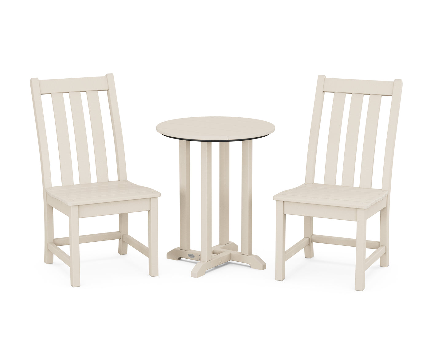 Vineyard Side Chair 3-Piece Round Bistro Dining Set