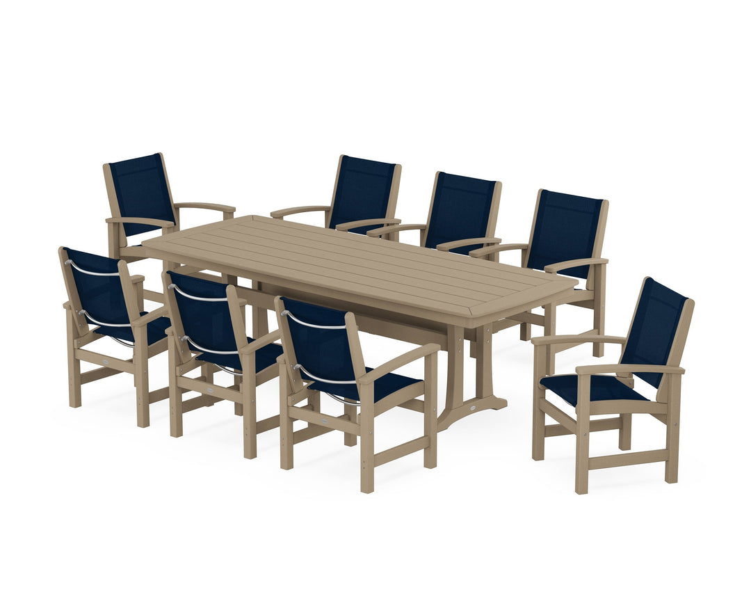 POLYWOOD® Coastal 9-Piece Dining Set with Trestle Legs