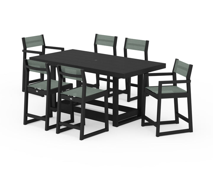POLYWOOD® EDGE Sling 7-Piece Counter Table Set