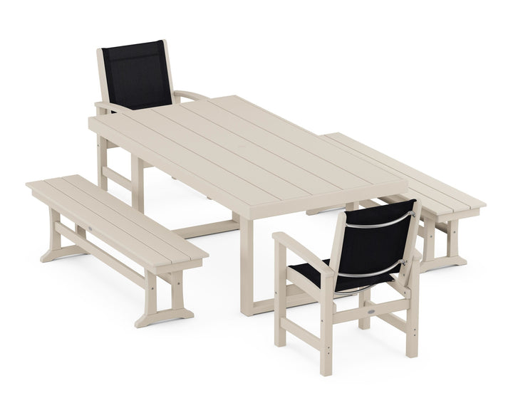 POLYWOOD® Coastal 5-Piece Dining Set with Trestle Legs