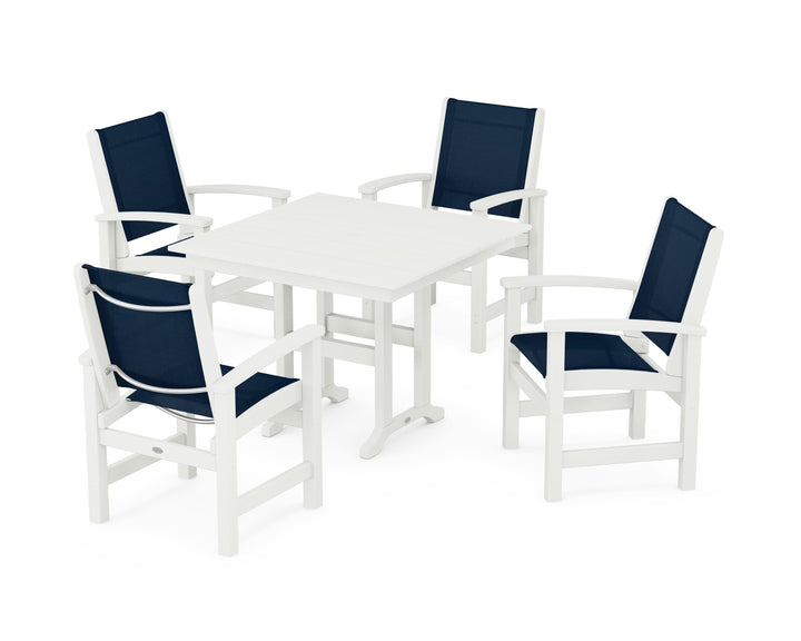 POLYWOOD® Coastal 5-Piece Farmhouse Dining Set
