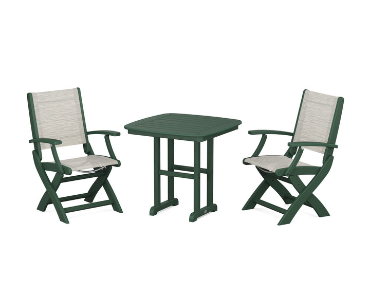 POLYWOOD® Coastal Folding Chair 3-Piece Dining Set