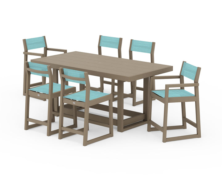 POLYWOOD® EDGE Sling 7-Piece Counter Table Set