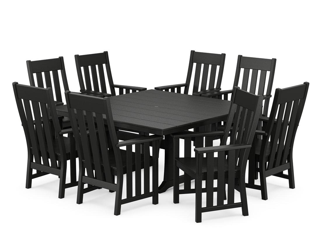 Martha Stewart by POLYWOOD® Acadia 9-Piece Square Farmhouse Dining Set with Trestle Legs
