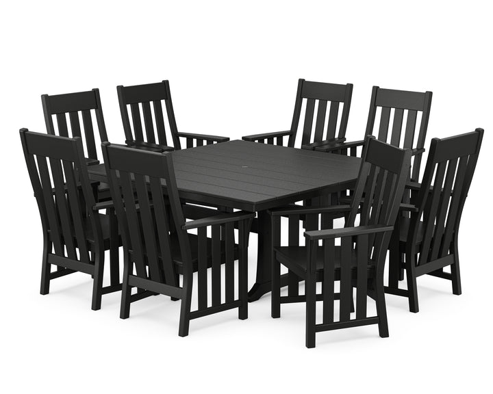 Martha Stewart by POLYWOOD® Acadia 9-Piece Square Farmhouse Dining Set with Trestle Legs