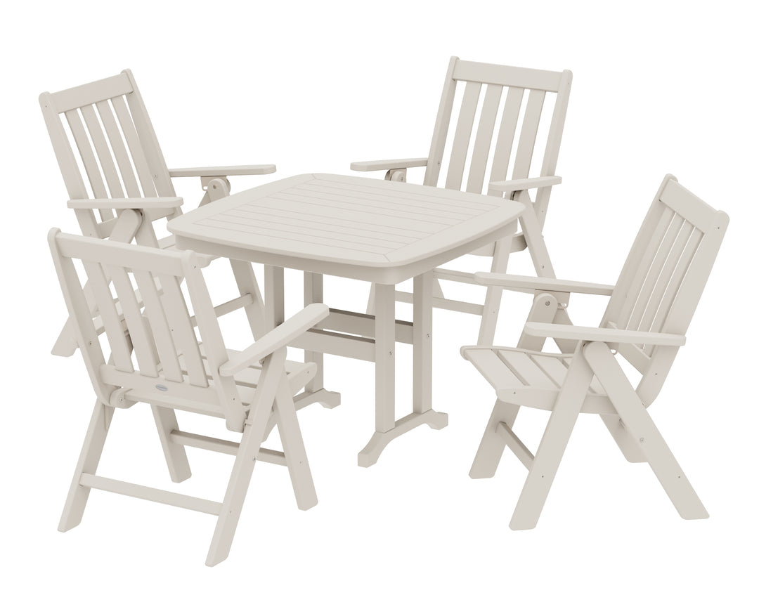 POLYWOOD® Vineyard Folding Chair 5-Piece Dining Set