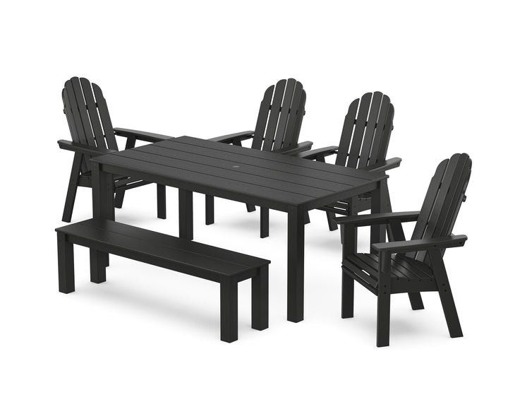 POLYWOOD® Vineyard Curveback Adirondack 6-Piece Parsons Dining Set with Bench