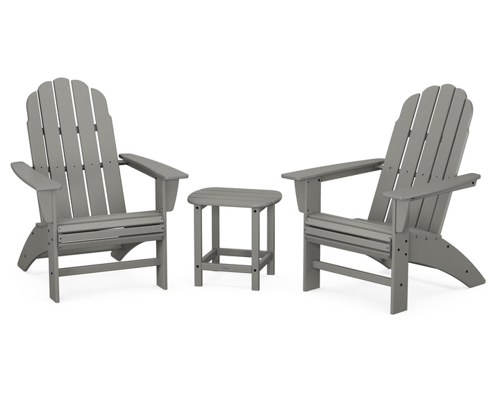 POLYWOOD® Vineyard 3-Piece Curveback Adirondack Set with South Beach 18" Side Table