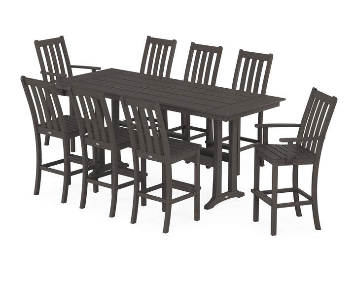 POLYWOOD® Vineyard 9-Piece Farmhouse Bar Set with Trestle Legs