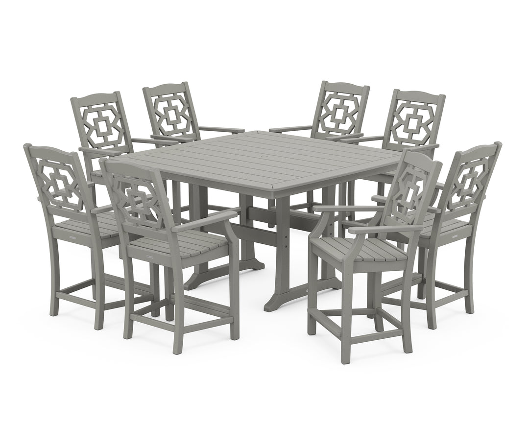 Martha Stewart by POLYWOOD® Chinoiserie 9-Piece Square Counter Set with Trestle Legs