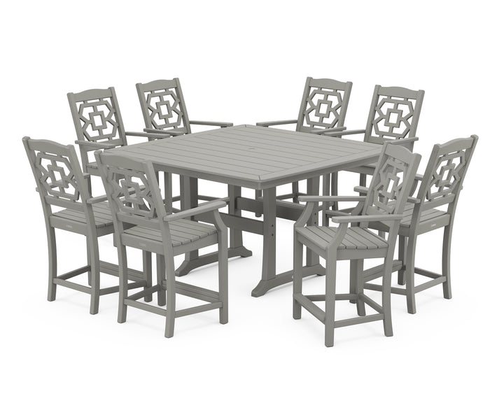 Martha Stewart by POLYWOOD® Chinoiserie 9-Piece Square Counter Set with Trestle Legs