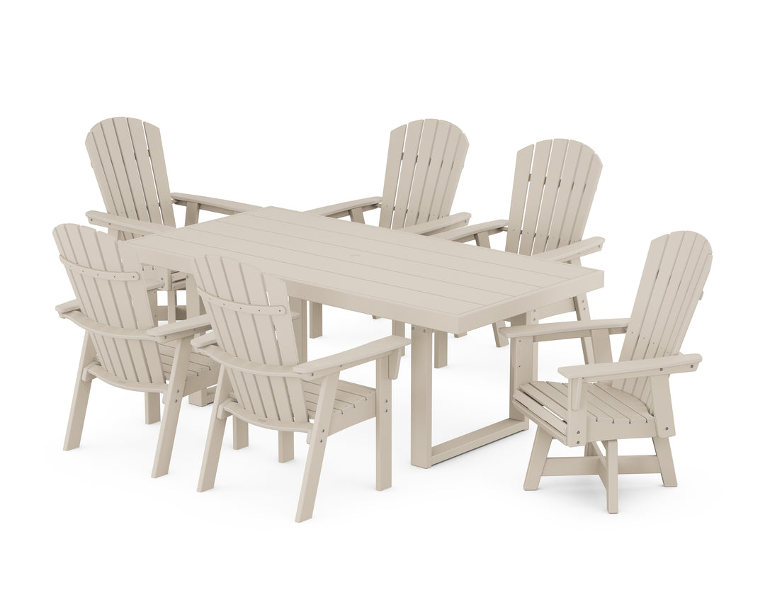 POLYWOOD® Nautical Curveback Adirondack Swivel Chair 7-Piece Dining Set