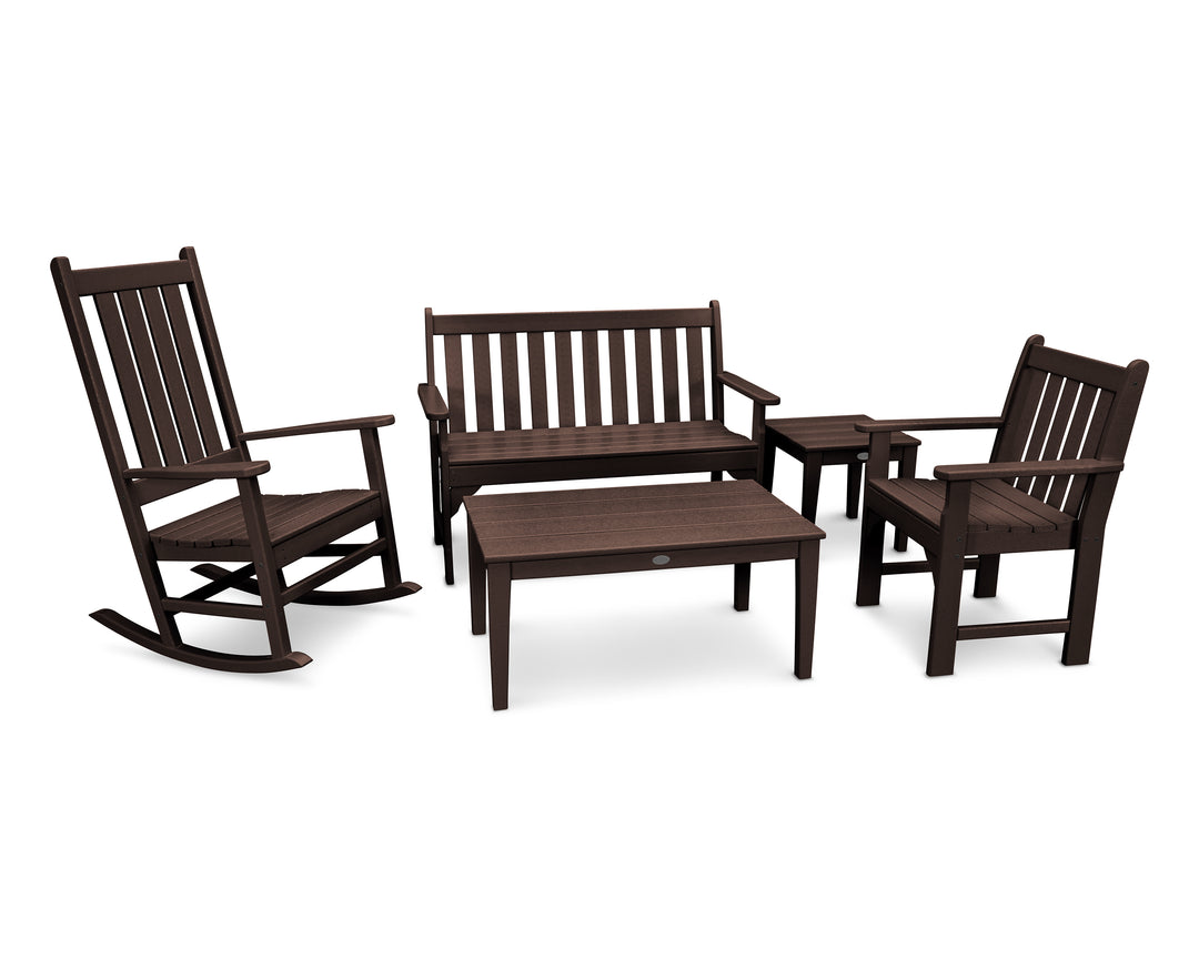 POLYWOOD® Vineyard 5-Piece Bench & Rocking Chair Set