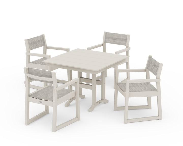 POLYWOOD® EDGE Sling Arm Chair 5-Piece Farmhouse Dining Set