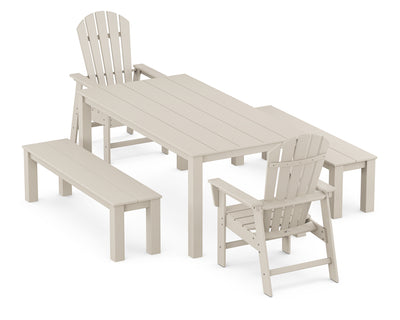 South Beach 5-Piece Parsons Dining Set with Benches