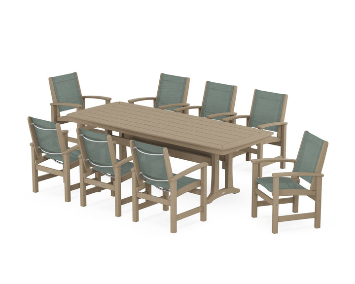 POLYWOOD® Coastal 9-Piece Dining Set with Trestle Legs