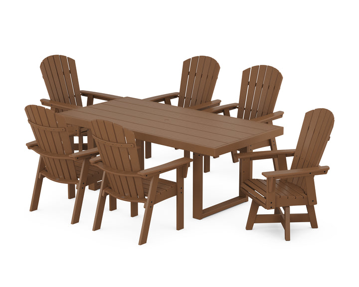 POLYWOOD® Nautical Curveback Adirondack Swivel Chair 7-Piece Dining Set