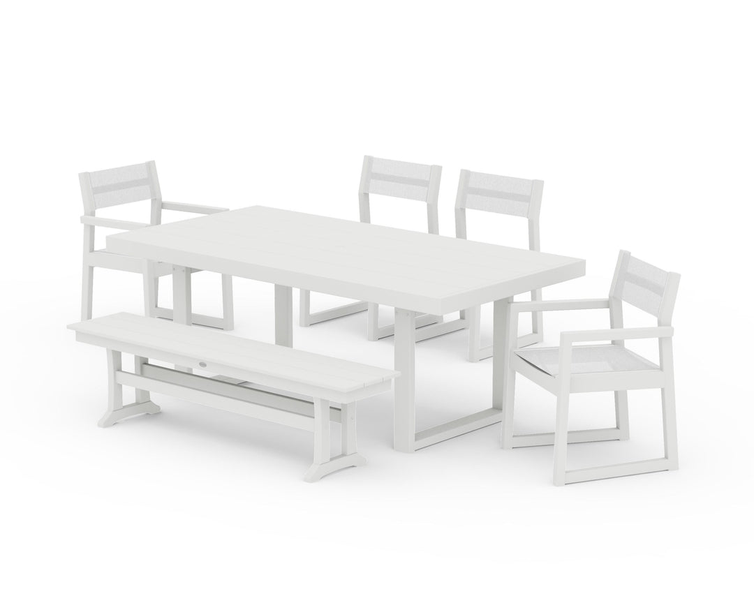 POLYWOOD® EDGE Sling 6-Piece Dining Set with Bench
