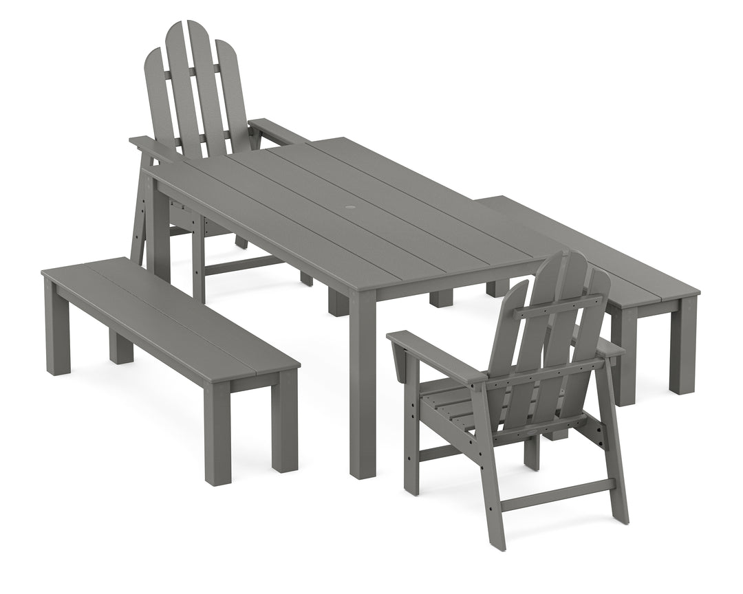 POLYWOOD® Long Island 5-Piece Parsons Dining Set with Benches
